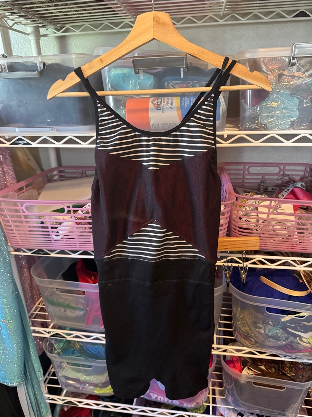 Fleo Black and White Striped Mesh Panel Jumpsuit
